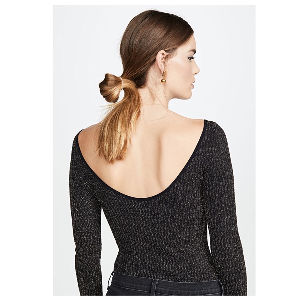 FREE PEOPLE BOHO GOLD SPARKLE BODYSUIT TOP A2C - Picture 10 of 15
